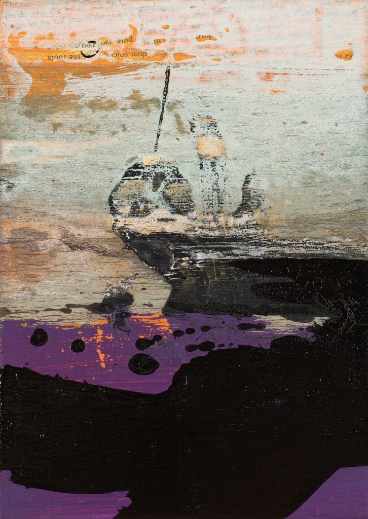 'Drop of Dusk'; 8.25 x 6 inches (21 x 15 cm); Acrylic & Collage on panel; Cat. 1113 [SOLD]