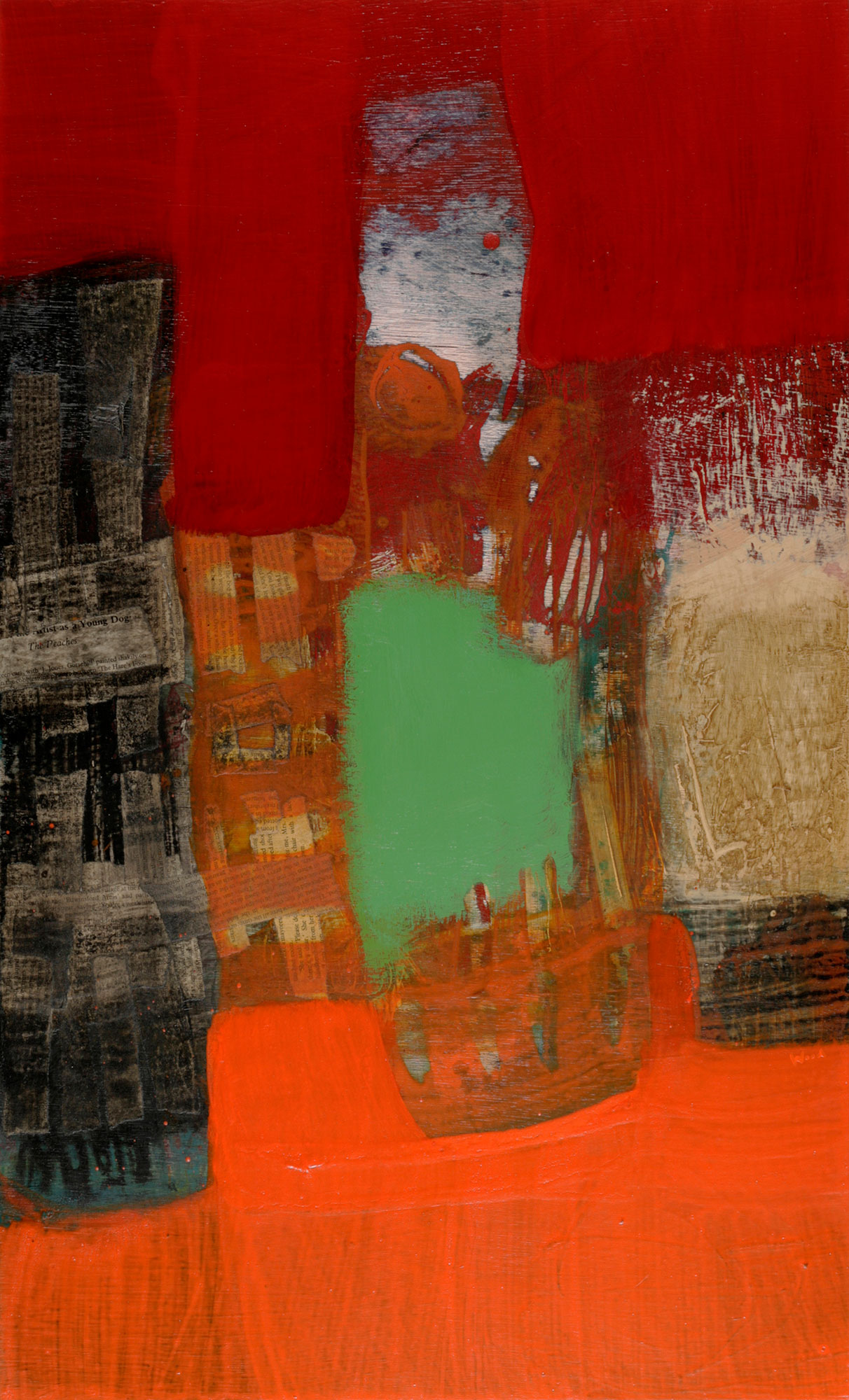 'Red Harbour'  |  30 x 18 inches (76 x 46 cm)  |   Acrylic & Mixed media on Box Panel  |  Cat. 2105 |  £2600