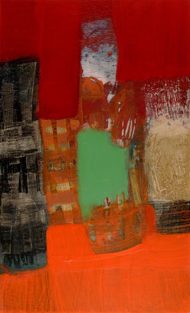 'Red Harbour'; 2021; 30 x 18 inches (76 x 46 cm); Acrylic & Mixed media on Box Panel; RSW 141st Annual Exhibition