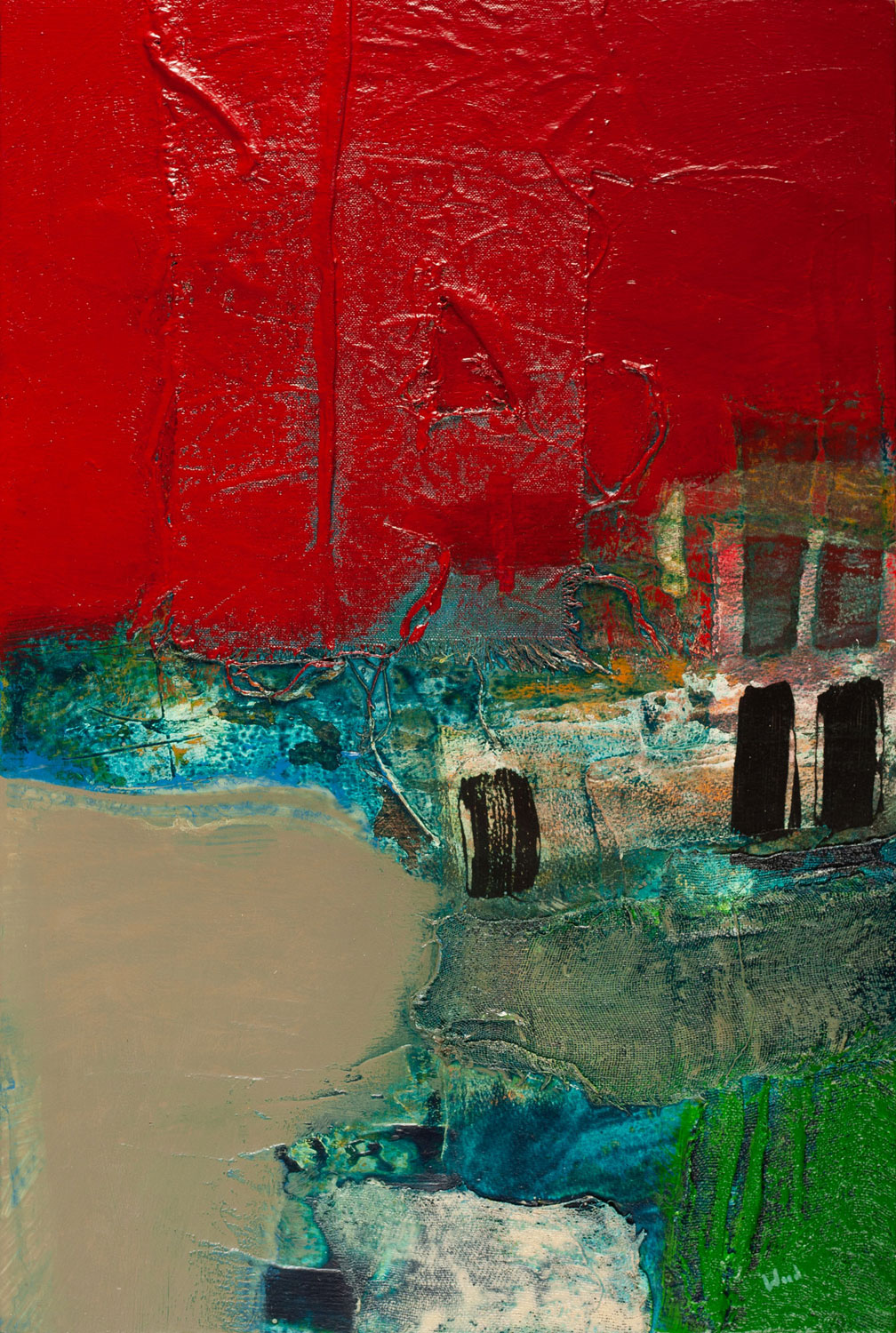 'Red Sails' | 24 x 16 inches (61 x 41 cm) | Acrylic Mixed Media on Pane