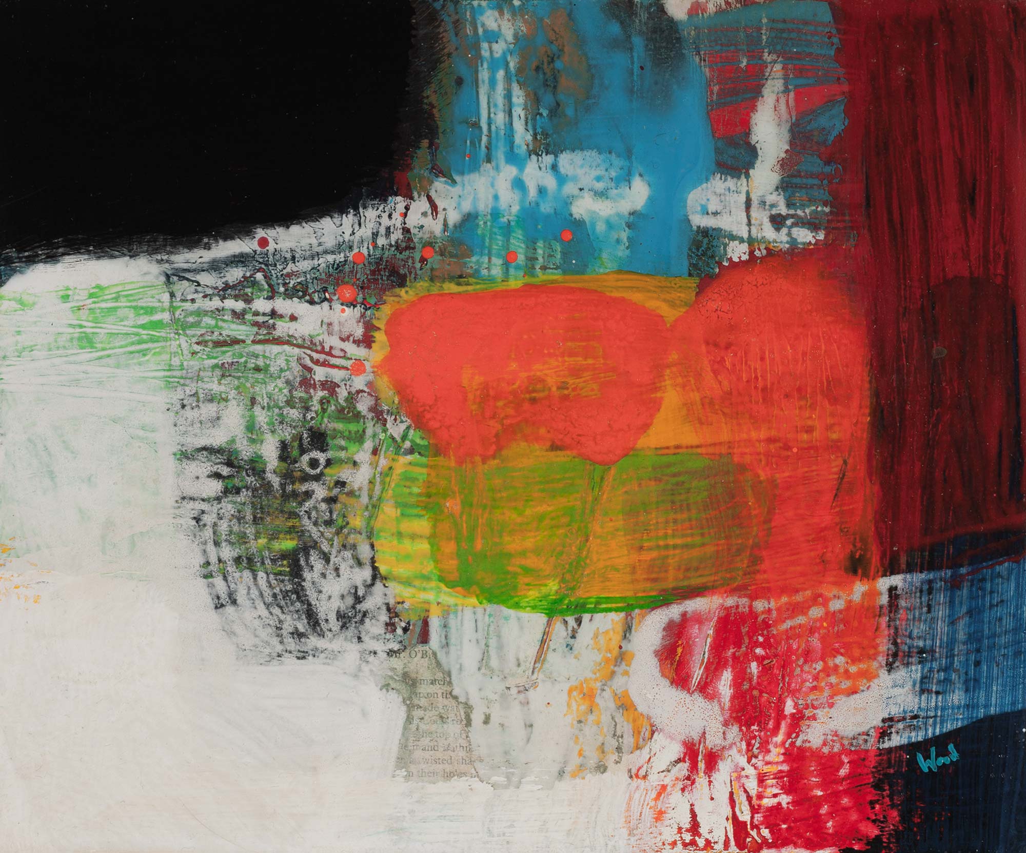 'Riven Night'  |  10.5 x 12.5 inches (27 x 32 cm)  |   Acrylic & Collage on Panel