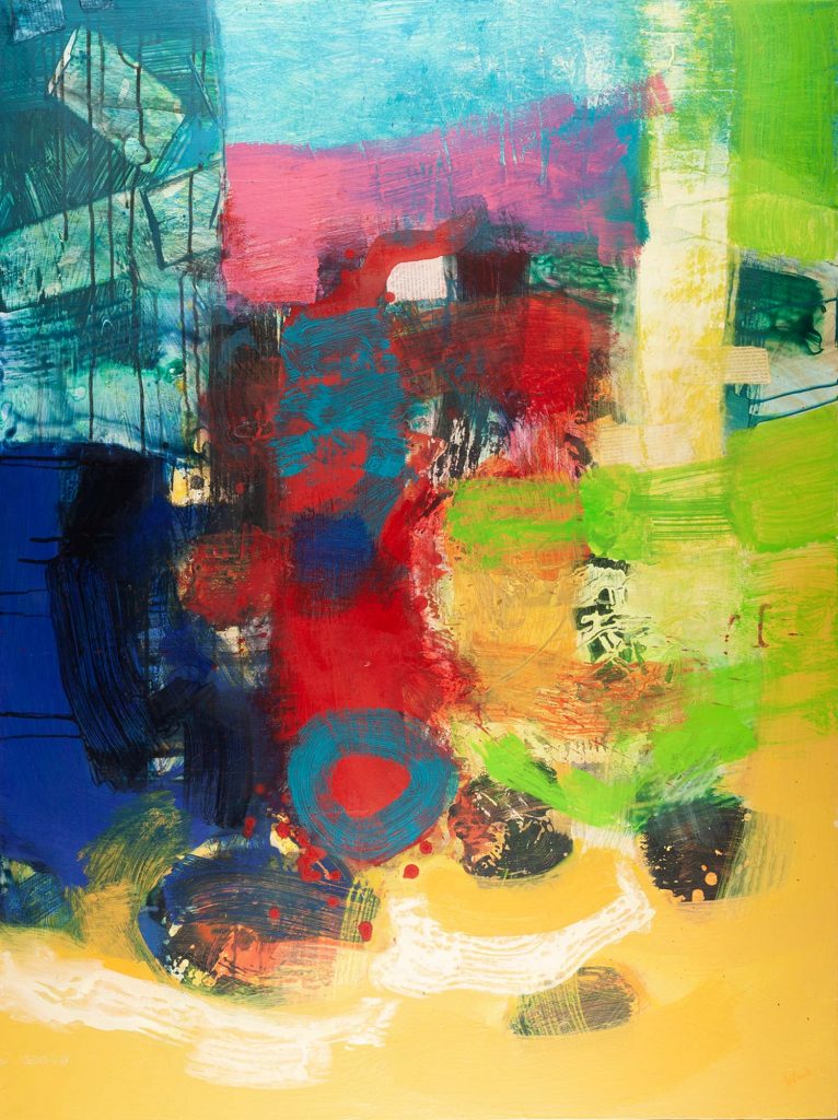 'In the First Place' | 48 x 36 inches (122 x 91 cm) | Acrylic, Mixed Media & Collage on Box Panel