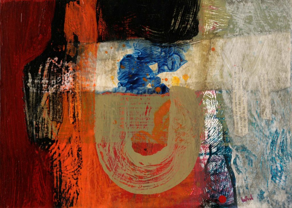 'The Light of the Wind'; 8.75 x 12.25 inches (22 x 31 cm); Acrylic & Collage on Card