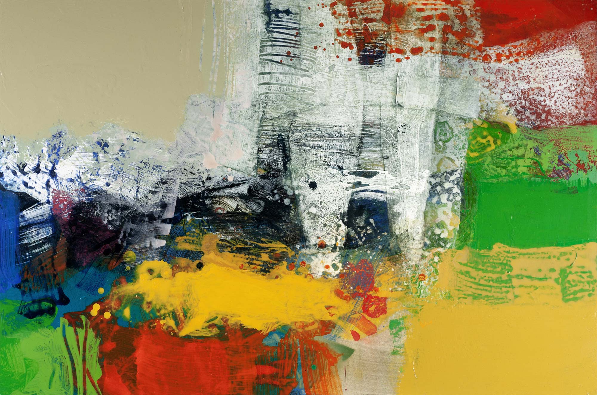 202608.w 'Between Tides' | 24 x 36 inches (61 x 91 cm) | Acrylic & Collage on Panel | Cat. 2608 | £3600